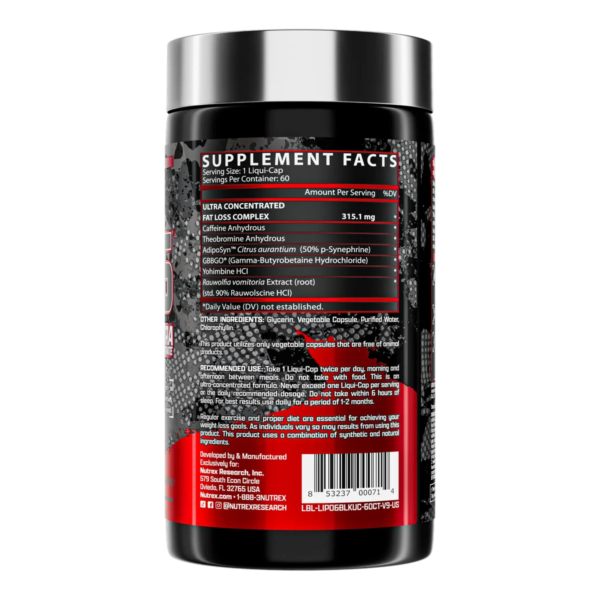 LIPO-6 Black Ultra Concentrate ingredients and directions