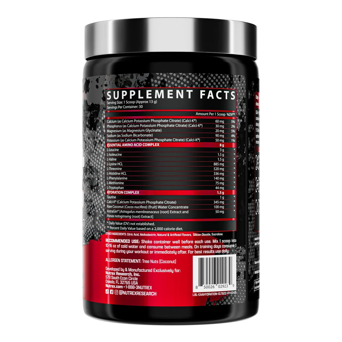 Nutrex EAA Fruit Punch supplement facts
