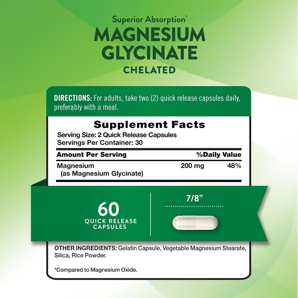 Magnesium Glycinate supplement facts and serving size