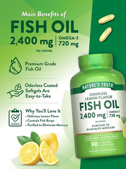 Fish Oil 2400 mg 90 Softgels | زيت السمك 90 كبسولة