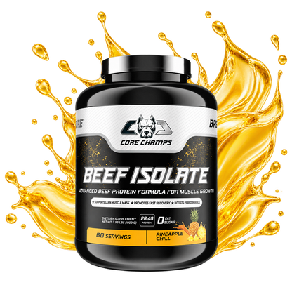 Core Champs Beef Isolate Pineapple Chill with pineapple-coloured splash