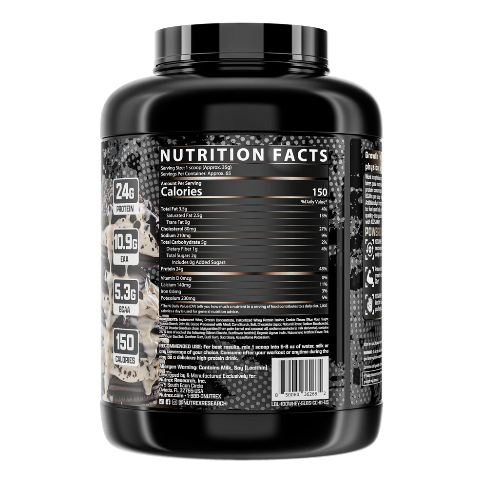 Nutrex 100% Whey nutrition facts and ingredients