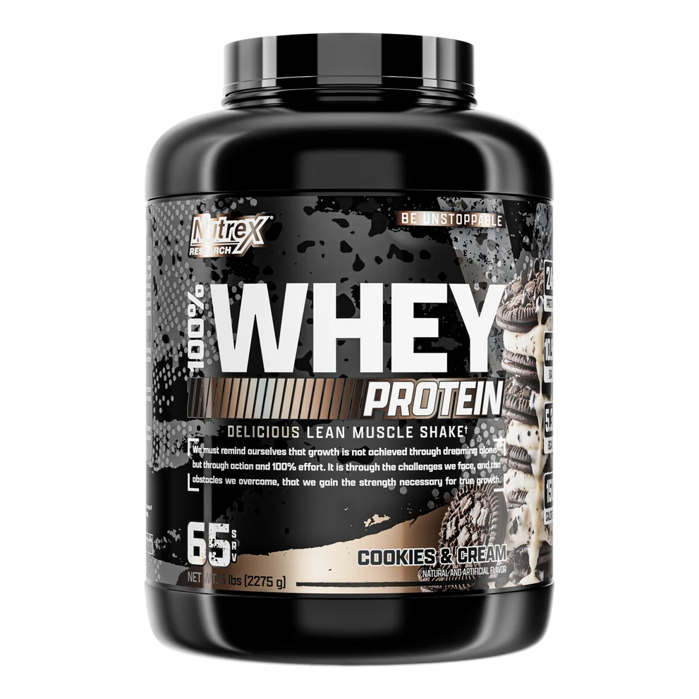 Nutrex 100% Whey Cookies & Cream 2.275 kg front label