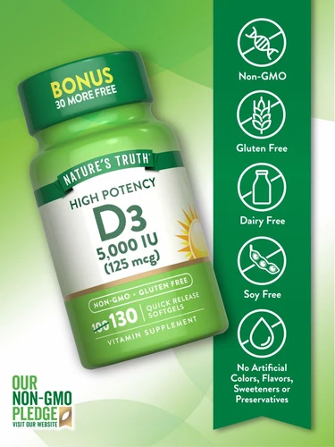 Nature’s Truth Vitamin D3 free-from information